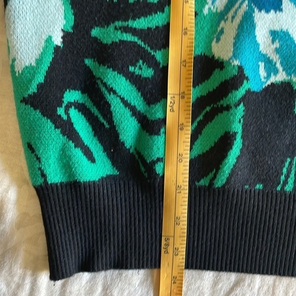 Dee Elly Crew Neck Drop Shoulder Balloon Sleeve Sweater Black Green Blue Size M - Picture 10 of 11